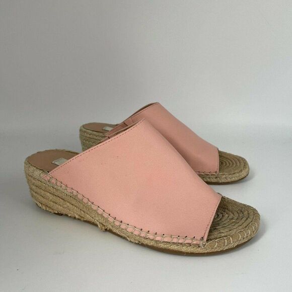 Matt & Nat Alo Pink Leather Slip On Espadrille Women 6 Clog Mules Wedge Slip On - Picture 1 of 10